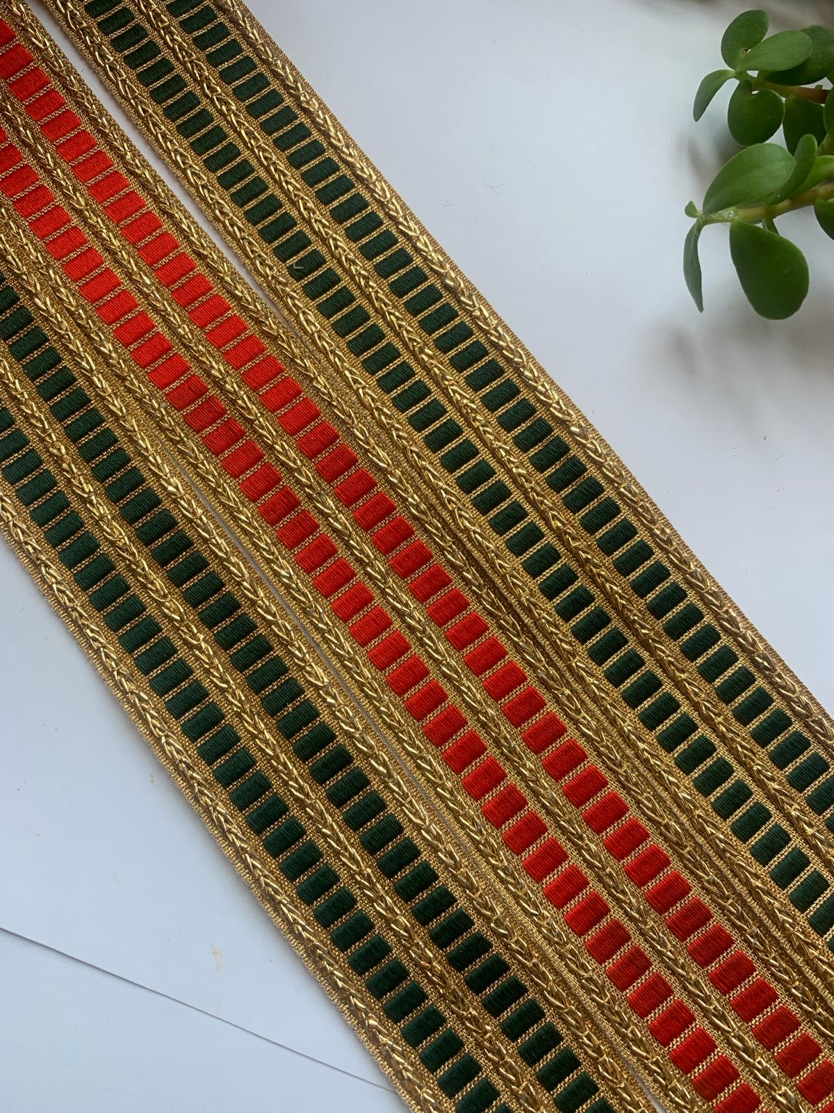 Gold Zari Striped Border Trim