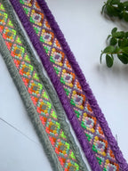 Geometric Embroidered Fringed Border