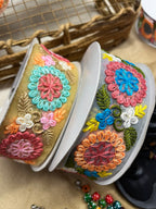 Pastel floral motif trim