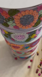 Pastel floral motif trim