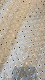 Ivory Mirror Work Geometric Embroidered Fabric