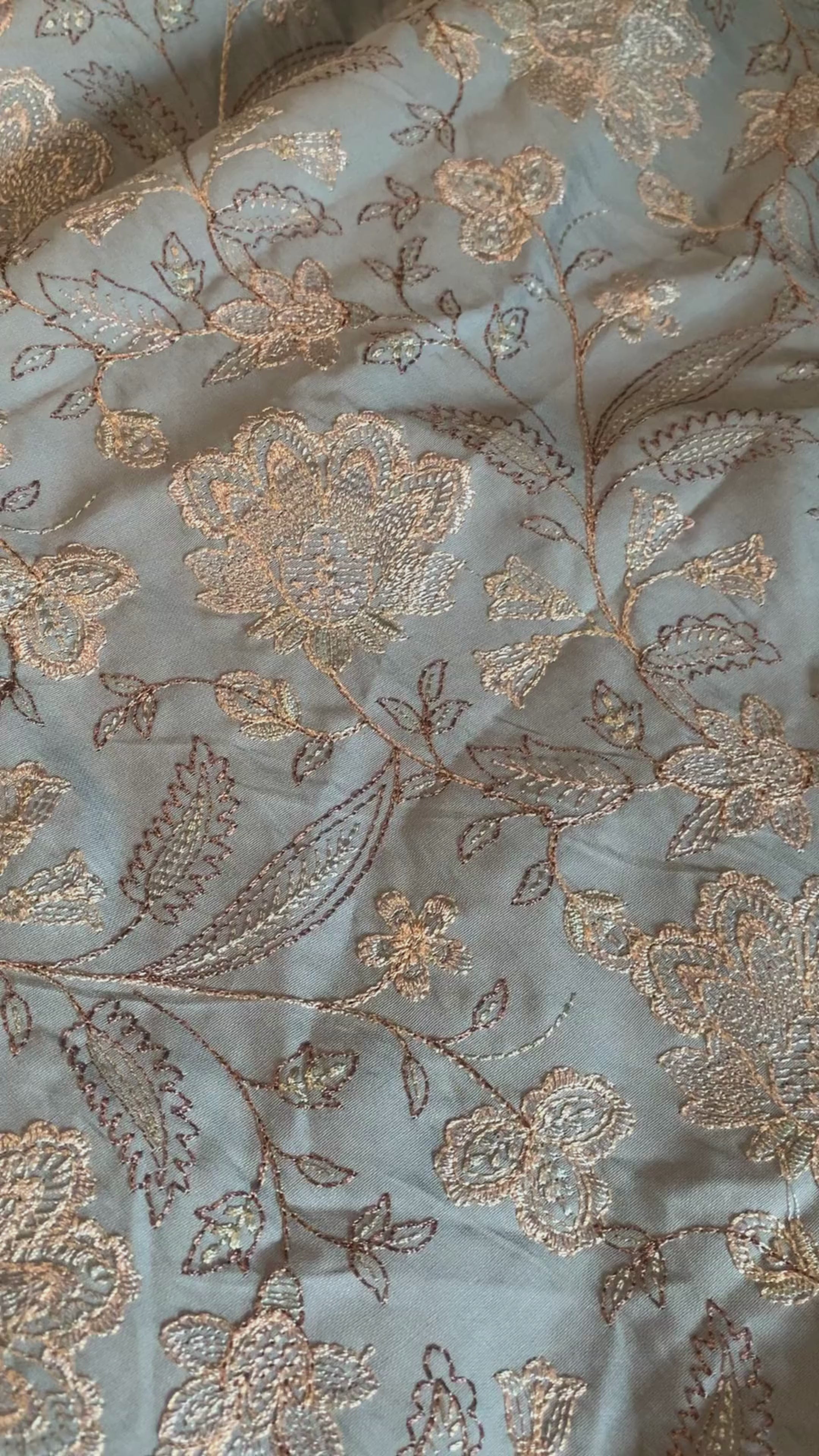 Dusty Rose with Silver Floral Embroidery